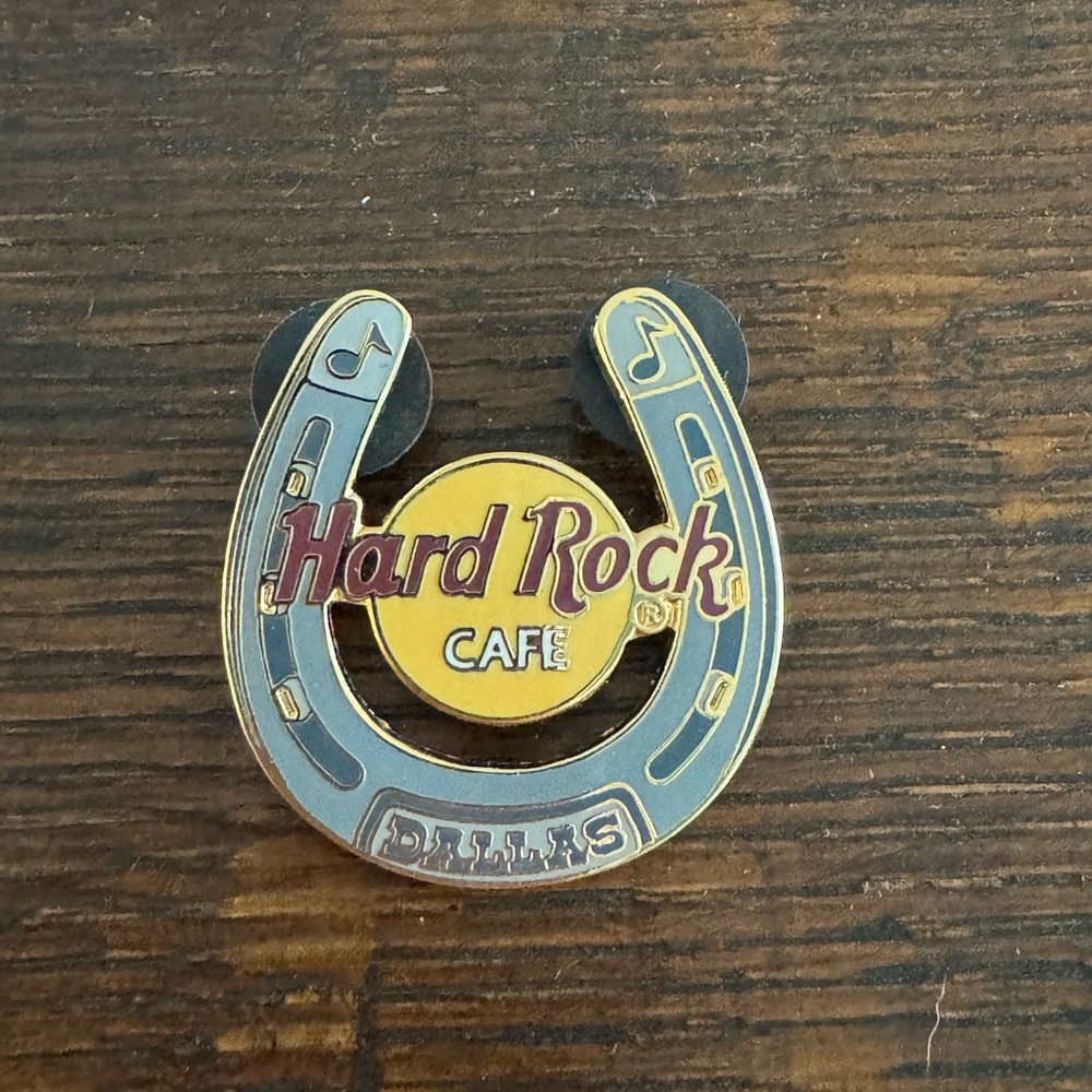 Hard Rock Cafe Yellow and Gray Horseshoe Pin